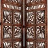 Benzara Traditional Four Panel Wooden Room Divider with Hand Carved Details Antique Brown - 4 of 4