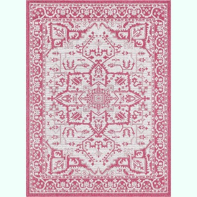 Well Woven Indoor OutdoorCelesine Fuchsia Persian Medallion Area Rug
