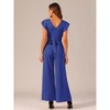 Allegra K Women's Sleeveless Ruffle High Waist Wide Legs Belted Jumpsuits - 3 of 4