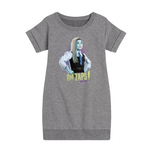 Girls' - Monster High - Oh Zaps! Graphic Short Sleeve Fleece Dress - 1 of 4