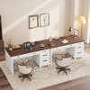 53.5" Executive Desk with Power Outlet, Home Office Desk with Drawers, Wooden Work Desk with File Cabinet, Computer Desk for Work, Study, Writing - 3 of 4