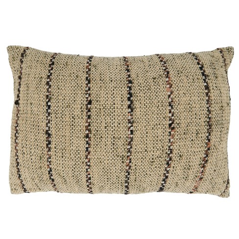 Saro Lifestyle Saro Lifestyle Cotton Pillow Cover With Thin Stripe Design Natural 16