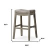HomeRoots 31" Gray and Cool Gray Faux Leather and Solid Wood Backless Bar Height Bar Chair - 3 of 4