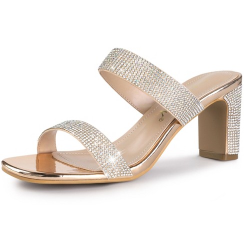 Allegra K Women's Rhinestone Chunky Slide Heel : Target