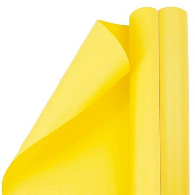 Jam Paper & Envelope Matte Wrapping Paper, 50 Sq. ft Total, Yellow, 2 Rolls