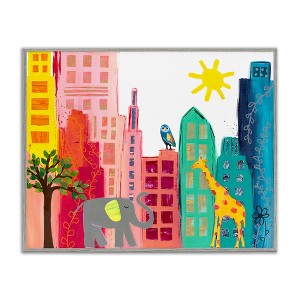 Stupell Industries Colorful Safari Animal City Scene Framed Giclee Art - 1 of 4
