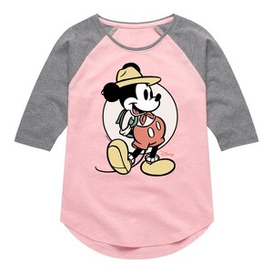 Girls' - Disney - Mickey Mouse Shirt Tail Raglan Graphic T-shirt - 1 of 3