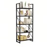 5 Tier Industrial Bookshelf Bookcase Plant Stand Storage Rack With Metal Frame Living Room Home Office,Books Holder Organizer - 2 of 4