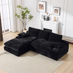 VASIP 99" Modular Sleeper Sectional Couch - Grey Modern Minimalist  2-Price L-Shape Sofa,  for Living Room,Bedroom  ,No Assembly - 1 of 4