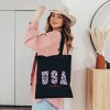 City Creek Prints USA Varsity Stars Canvas Tote Bag - 15x16 - Black - 2 of 2