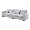 VYNXARIA 114.2in Upholstered Sofa with Console, 2 Cupholders and 2 USB Ports Wired or Wirelessly Charged, Modern Linen Fabric Couches with 4 Pillows - 4 of 4