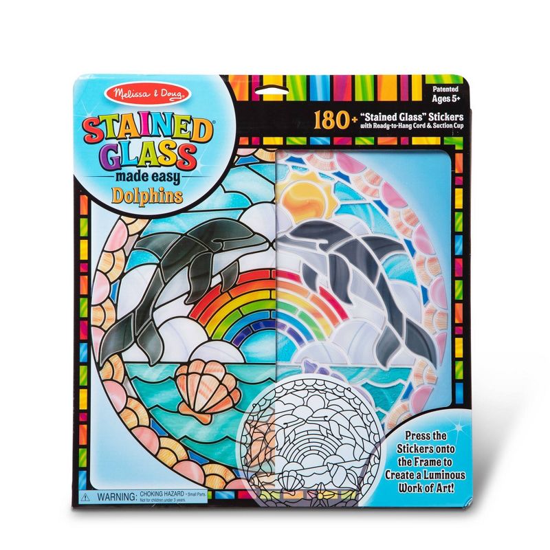 Melissa &#38; Doug Stained Glass Made Easy Craft Kit: Dolphins - 180+ Stickers, 1 of 13