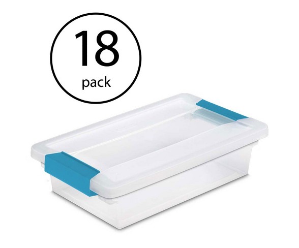 Sterilite Small File Clip Box Clear Storage Tote Container With Lid (18 Pack)