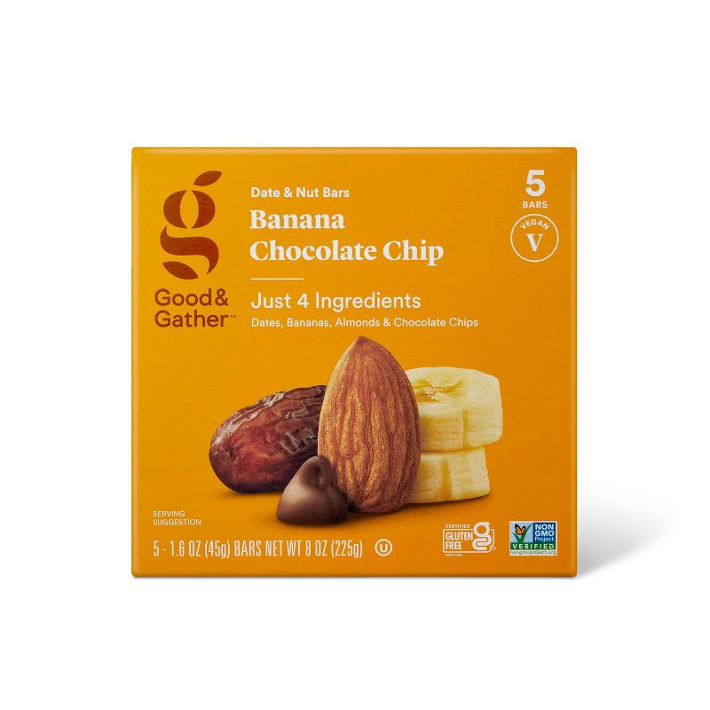 Banana Chocolate Chip Nutrition Bars - 5ct - Good & Gather&#8482;, 1 of 5