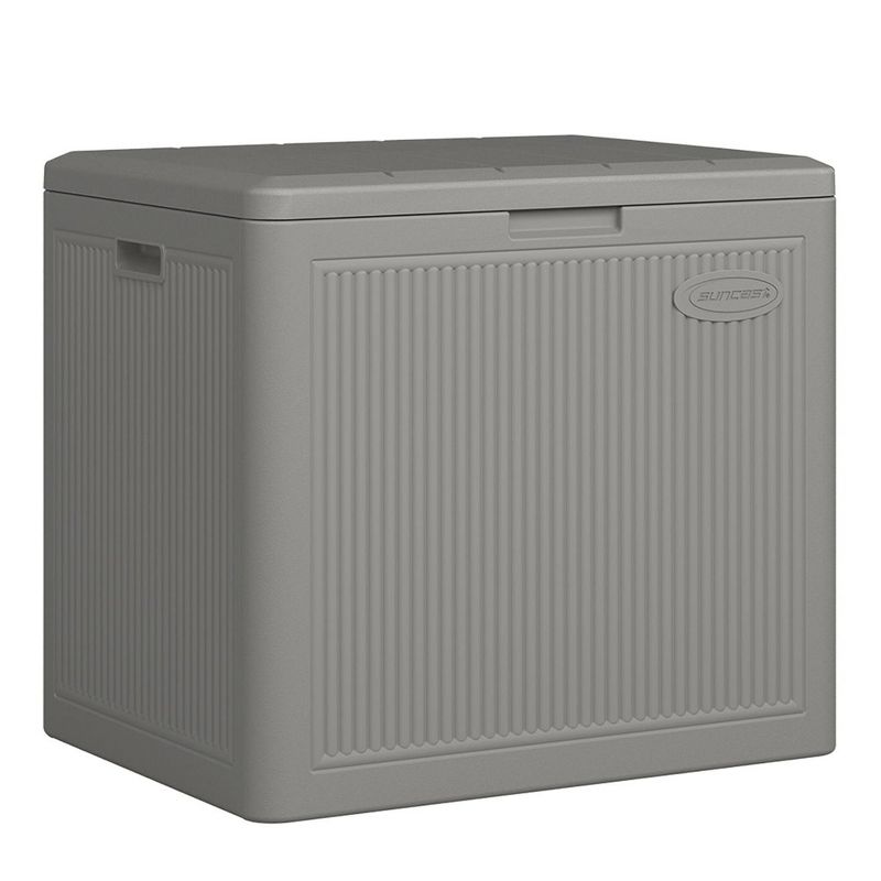 Suncast 22 Gallon Indoor or Outdoor Small Patio Deck Box, Plastic Storage Bin for Lawn, Garden, Garage, & Home Organization, Stoney (4 Pack), 3 of 7