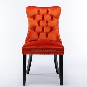 COWLOWN Set of 2 Modern Velvet Dining Chairs, Tufted High Back, 280lb Capacity, Wood Legs, Nailhead Trim - 1 of 4