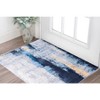 HomeRoots 3' X 5' Blue and Yellow Abstract Printed Washable Non Skid Area Rug - 2 of 4