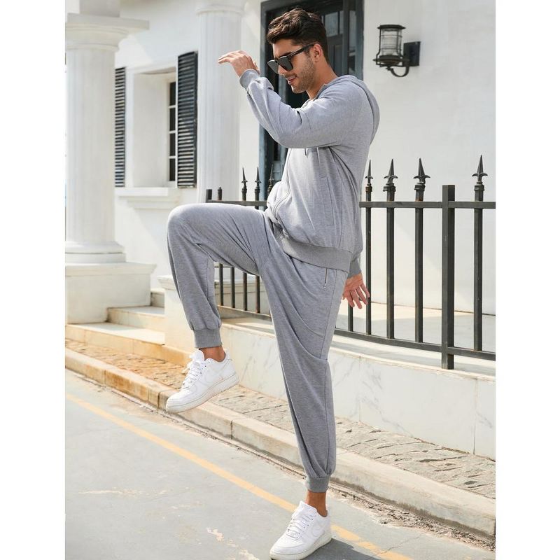 Men's Tracksuits 2 Piece Hooded Athletic Sweatsuit Zip Jogging Sportsuits, 5 of 7