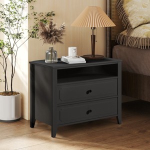 EROMMY 29.9" W Wood Nightstand With Two Drawers - 1 of 4