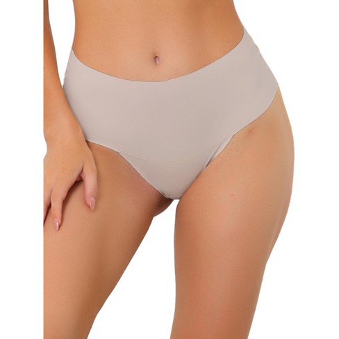 Allegra K Women's Unlined Available in Plus Size No-Show Breathable Thongs  Beige XX-Large