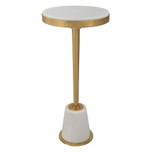 Uttermost Edifice White Marble Drink Table - 1 of 4