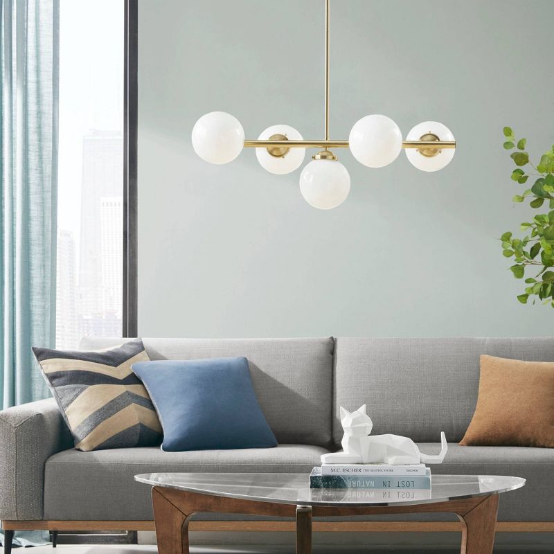 5-Light Aurelia Chandelier with Frosted Glass Globe Gold - Ink+Ivy, 2 of 9