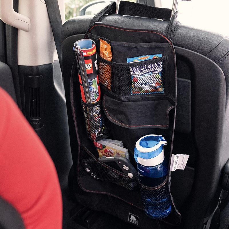 Diono Stow 'n Go Car Back Seat Organizer, Kick Mat Seat Protector, 7 Pockets, 2 Drinks Holders, Black, 6 of 11