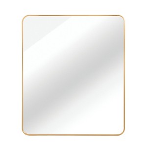 FONTOI 30x36 Rectangular Wall Mirror Modern Aluminum Frame Shatterproof HD Glass Anti Rust for Living Room Bedroom or Entryway, Gold, 36"*30"*1.1" - 1 of 4