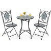 Costway 3pcs Patio Bistro Set Mosaic Pattern Heavy-Duty Metal Dining Folding Outdoor - 4 of 4