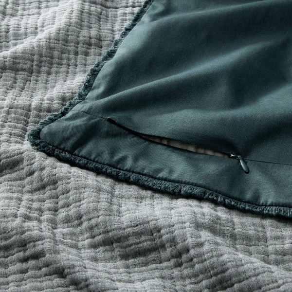 Funda de edredón y juego de fundas de almohada de algodón chambray texturizado - Casaluna™ 5