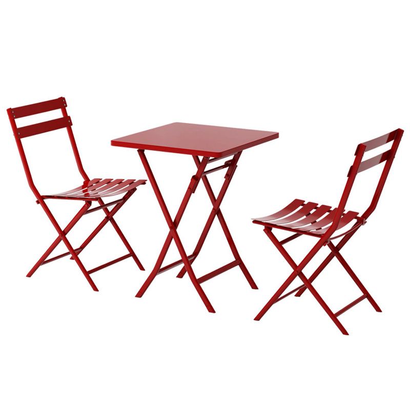 Lorna 3-piece Modern Patio Bistro Set of Foldable Square Table and Chairs, Outdoor Furniture Near Me - The Pop Home, 2 of 7