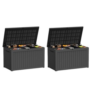 Naysaye Deck Boxes, 2-Piece 230 Gal Outdoor Storage Deck Box, Small Patio Storage Bin for Garden Tools, Black, 57.87"*32.24"*33.66" - 1 of 4