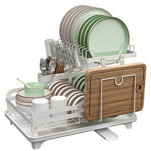 SUGIFT Dish Drying Rack, 2 Tier Large Dish Drying Rack for Kitchen Counter with Drainboard Stainless Steel Dish Drainer - 1 of 4