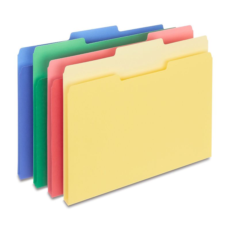 Staples Colored Top-Tab File Folders 3 Tab Assorted Colors Letter Size 24/PK TR285130/285130, 1 of 8