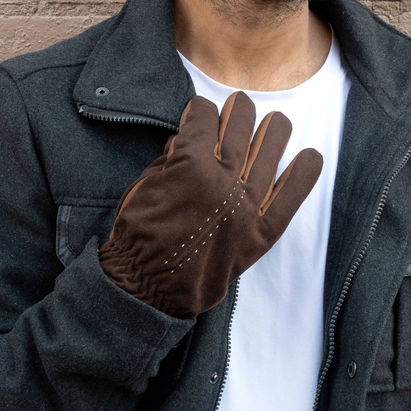 Isotoner Men's Handwear Gathered Wrist Microsuede Gloves, 4 of 5