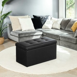 30" Storage Ottoman Bench, Ottoman with Storage, Leather Storage Bench, Hold up to 660lb for Living Room - 1 of 4
