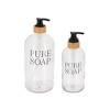 Evideco French Home Goods Glass and Bamboo Soap Dispenser - Available in 17 oz and 34 oz, PURE SOAP Design, Sturdy Pump for Easy Dispensing - 2 of 4