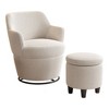 Alilang 27.16 inches Modern Swivel Accent Chair with Matching Upholstered Ottoman-White - 3 of 4