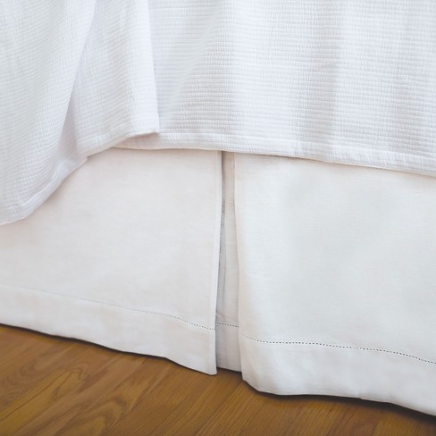 Ey Essentials Tabor Pillow Hemstitch, White Twin Size Bed Skirt