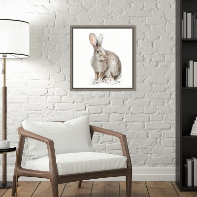 Lisa Audit Framed Canvas Print of Rabbit in Forest