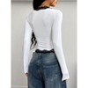 Women Sexy Long Sleeve T Shirts Deep V Neck Lace Up Casual Going Out Party Club Tops - 2 of 4
