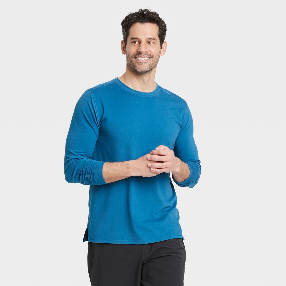 Men's Long Sleeve Performance T-Shirt - All In Motion™ Blue L
