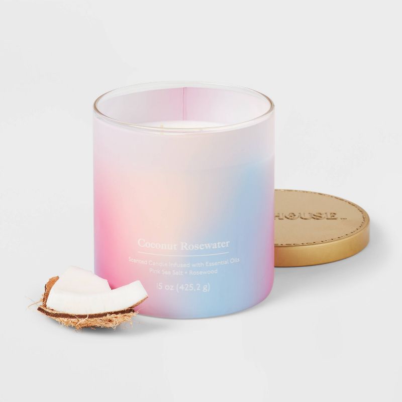 2-Wick 15oz Glass Jar Candle with Tie Dye Sleeve Coconut Rosewater - Opalhouse&#8482;, 4 of 5