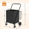 JANSNO Foldable Large Utility Shopping Cart with Brake, Double Basket, 360° Swivel Wheels for Groceries & Laundry - 4 of 4