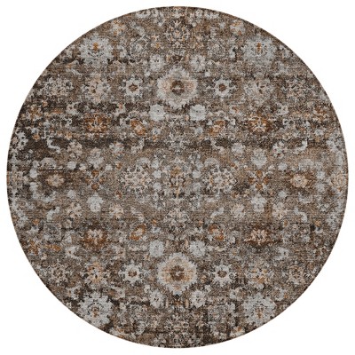Dark Brown Brown And Taupe Oriental Washable Indoor Outdoor Area Rug