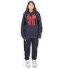 Everyday Kids Christmas Collection Festive Red & Gold Bow Girls Pullover Hoodie – Holiday Sweatshirt - Navy - 3 of 3
