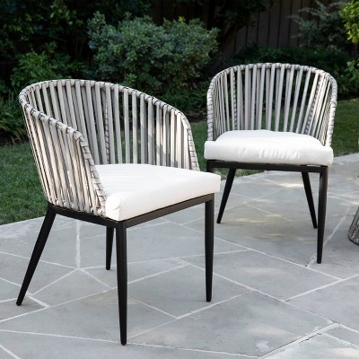 Millani 2pk Outdoor Patio Accent Chairs White/Black - Aiden Lane