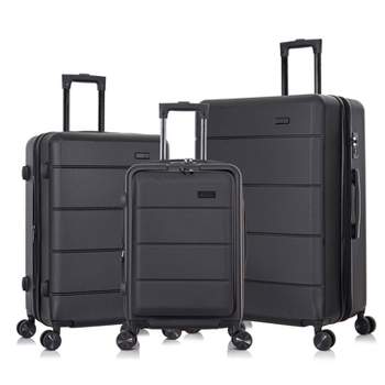 InUSA Elysian Lightweight Hardside Carry On Spinner 3pc Luggage Set - Black
