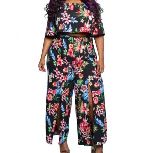 Women's Top and Pant Set With Splits - QUUM - 1 of 2
