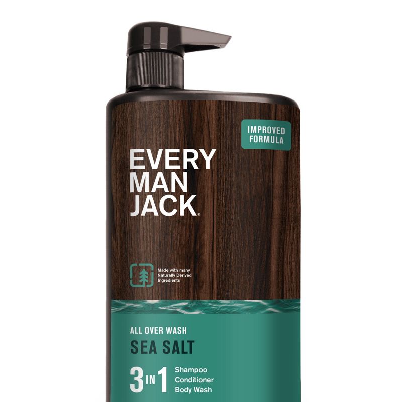 Every Man Jack Sea Salt Hydrating Men&#39;s 3-in-1 Body Wash and Shampoo and Conditioner - 28.8 fl oz, 1 of 12